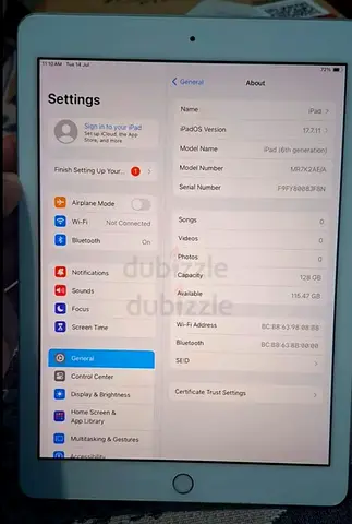 Apple iPad 6th Generation 128GB Silver 9.7inc