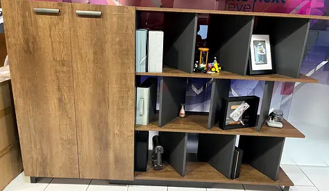 Modern wooden cabinet with cubed shelving - good condition