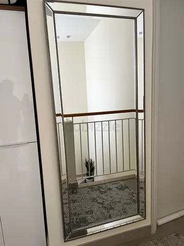 Full-Length Decorative Wall Mirror with Beveled Frame