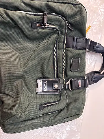 Genuine Tumi Dual tone military green & orange men briefcase and laptop bag