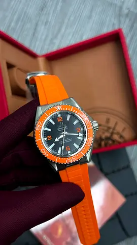 Orange Omega Seamaster Planet Ocean Master Quality Watche with Rubber Strap