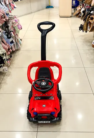 Red Push Ride-On Car with Parent Handle — Good Condition