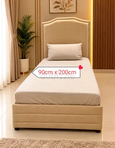 Brand New Single Size Luxury Fabric Bed With Mattress Modern Design.