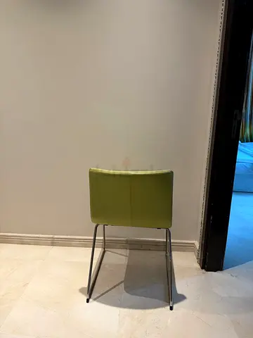 Green modern dining/side chair with metal legs - good condition