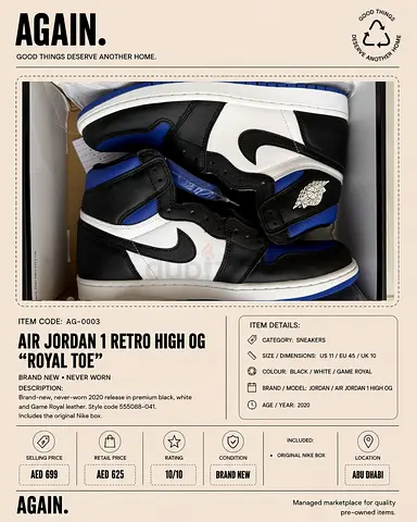 Air Jordan 1 Retro High OG “Royal Toe”