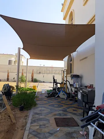 Used outdoor shade sail canopy - large triangular sun shade