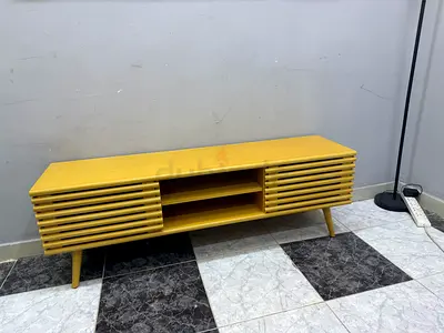 Modern Wooden TV Unit with Slatted Design