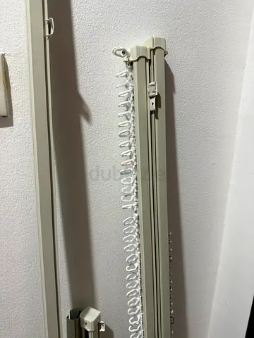 Set of 3 White Ceiling/Wall Curtain Tracks with Gliders - Used