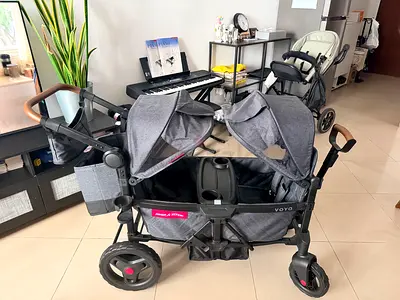 Radio Flyer Voya Stroller Wagon – 2 Seater, Grey, model 3995/3995A