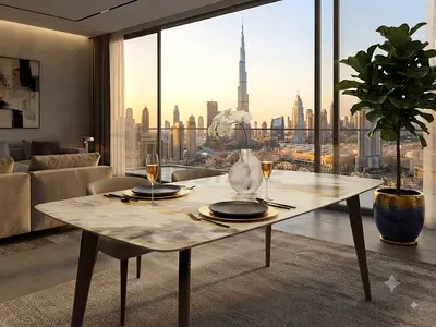 Modern Marble-Top Dining Table with Wood Legs - Seats 6