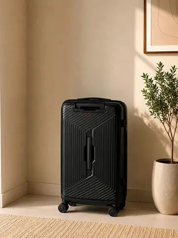 Black Hard-Shell 4-Wheel Carry-On Suitcase