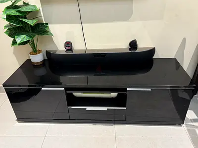 Modern Glossy Black TV Stand and Entertainment Center
