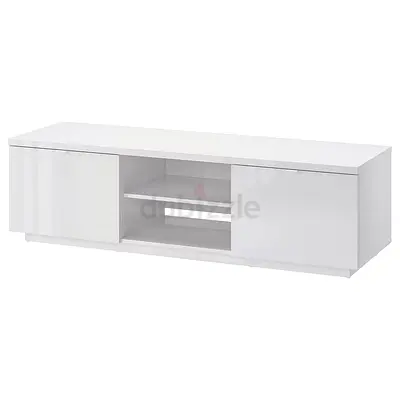 White Gloss Low TV Cabinet / Entertainment Unit with Storage