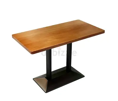 Solid Wood Rectangular restaurant Table with Metal Base