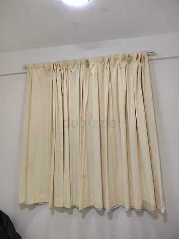 Cream Beige Full-Length Curtain Pair - Good Used Condition