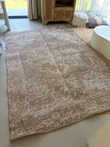 Modern Abstract Area Rug in Beige and Cream 285x195