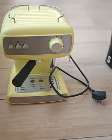 Used Vintage-Style Yellow Espresso Machine - Good Working Condition