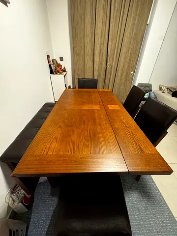 Home Centre Solid Wood Dining Table Set (4 Chairs + 1 Bench) - Foldable & With Storage