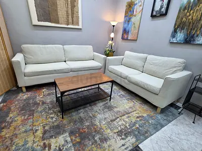 Living room furniture set with sofas, coffee table