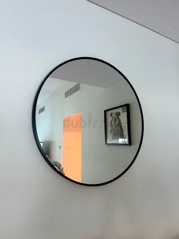 Round Black Framed Wall Mirror - Minimalist 85cm (brand new condition)