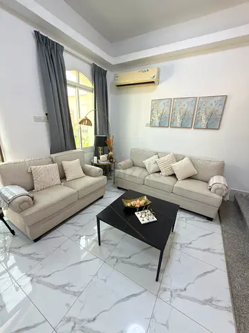 Elegant 2-Piece Beige Fabric Sofa Set