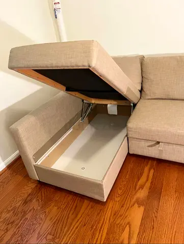 Beige L-shaped Sofa with Storage Corner Unit