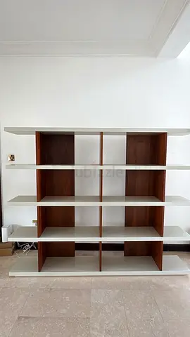 Large White & Wood Open Bookcase / Shelving Unit - Good Condition