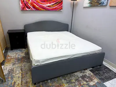 Modern Grey Upholstered Bed Frame mattress