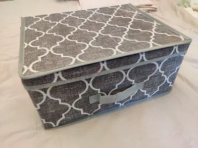 Fabric Storage Box Organizer with Lid — Grey Patterned. Have 10 PCs - 30 Aed each