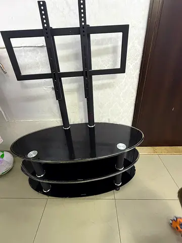 Black Glass TV Stand / Entertainment Unit with Shelves
