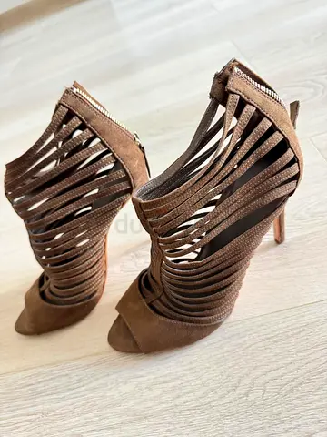 Zara Suede Caged High Heel Sandals -Size 38