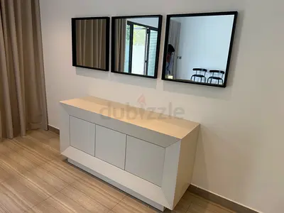 Modern White Sideboard Cabinet with Three Doors with mirror