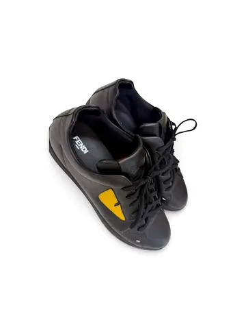 FENDI SIZE 10 MONSTER SNEAKER CALFSKIN BLACK