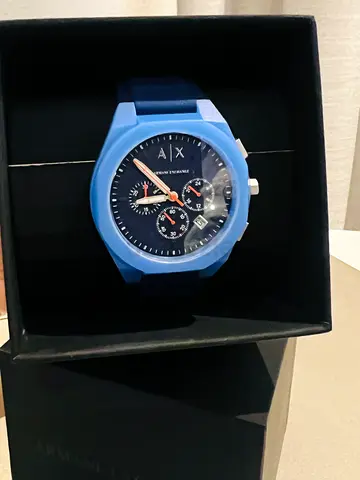 Armani Exchange Men’s Blue Chronograph Watch with Original Box