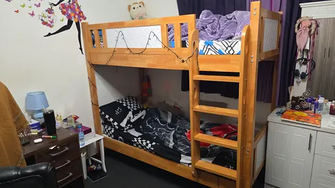 Solid Pine Wooden Bunk Bed - Twin Over Twin, Good Condition