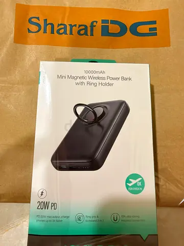 10000mAh Mini Magnetic Wireless Power Bank with Ring Holder (20W PD)