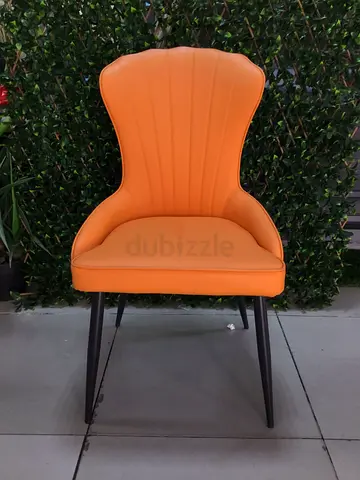 Orange Upholstered Dining/Restaurant Chair with Metal Legs