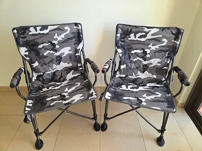 Pair of Foldable Camouflage Camping Chairs