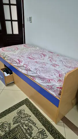 Single bed frame with mattress and built-in drawer - good condition