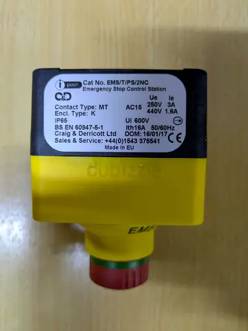 Emergency Stop Control Station (Craig & Derricott EMS/T/PS/2/NC) - Good Condition