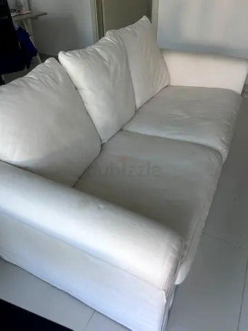 White 3-seater fabric sofa in good condition
