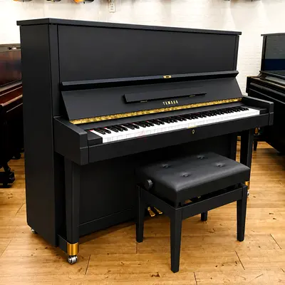 Yamaha Matte Black Renewed Upright Piano Full Size 131 Cms