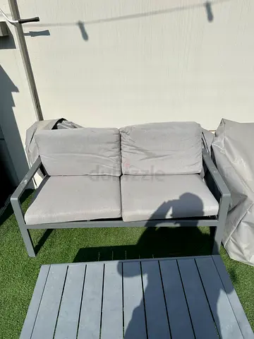 Outdoor furniture aluminum Sofas with Cushions - Light Grey with covers