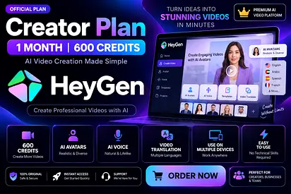 HeyGen AI Video | Creator Plan | 600 Credits | 1 Month Private