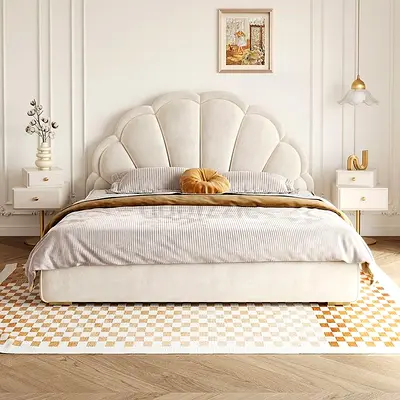 New Elegant style 160*200 off White colour queen size bed