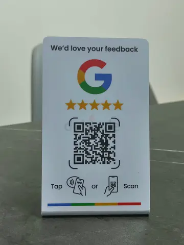 Google feedback NFC/QR tabletop card stand - Brand new