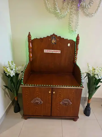 Wooden Pooja Mandir / Small Home Temple Cabinet with Storage