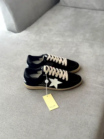 Black suede sneakers with white star - unworn, size tag attached