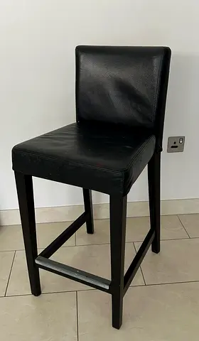 Dark Brown Leather Bar Stool