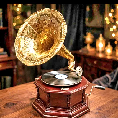 Beautiful vintage working HMV gramophone with 1 free record is available for sale.